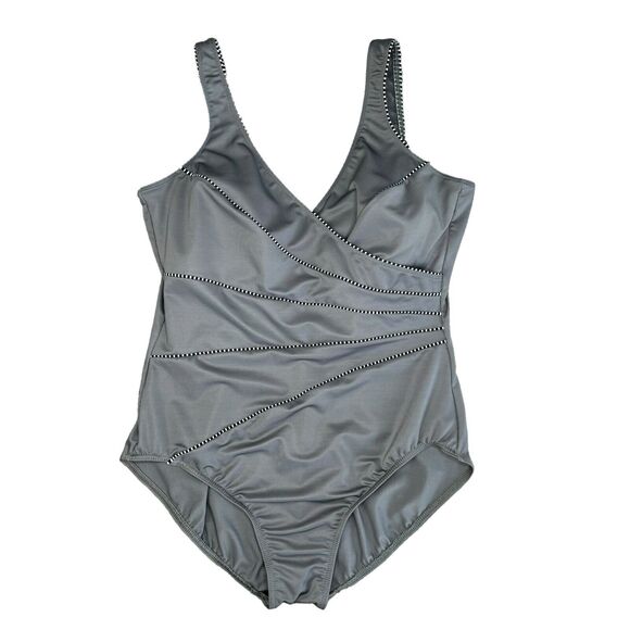 Miraclesuit Kirkland Womens 16 Gray Horizon One Piece Swimsuit - Picture 1 of 11